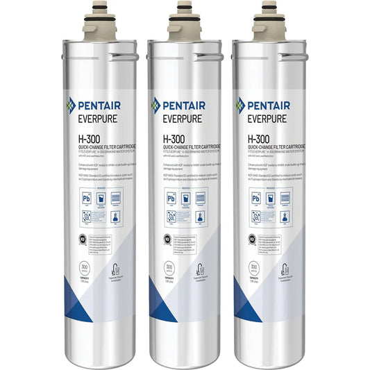Pentair Everpure H-300 Quick-Change Water Filter Cartridge, 0.5 Micron, 300 Gallon, Lead Reduction