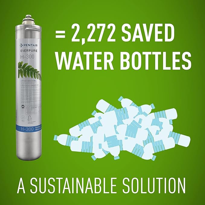 Pentair Everpure H-300 Quick-Change Water Filter Cartridge, 0.5 Micron, 300 Gallon, Lead Reduction