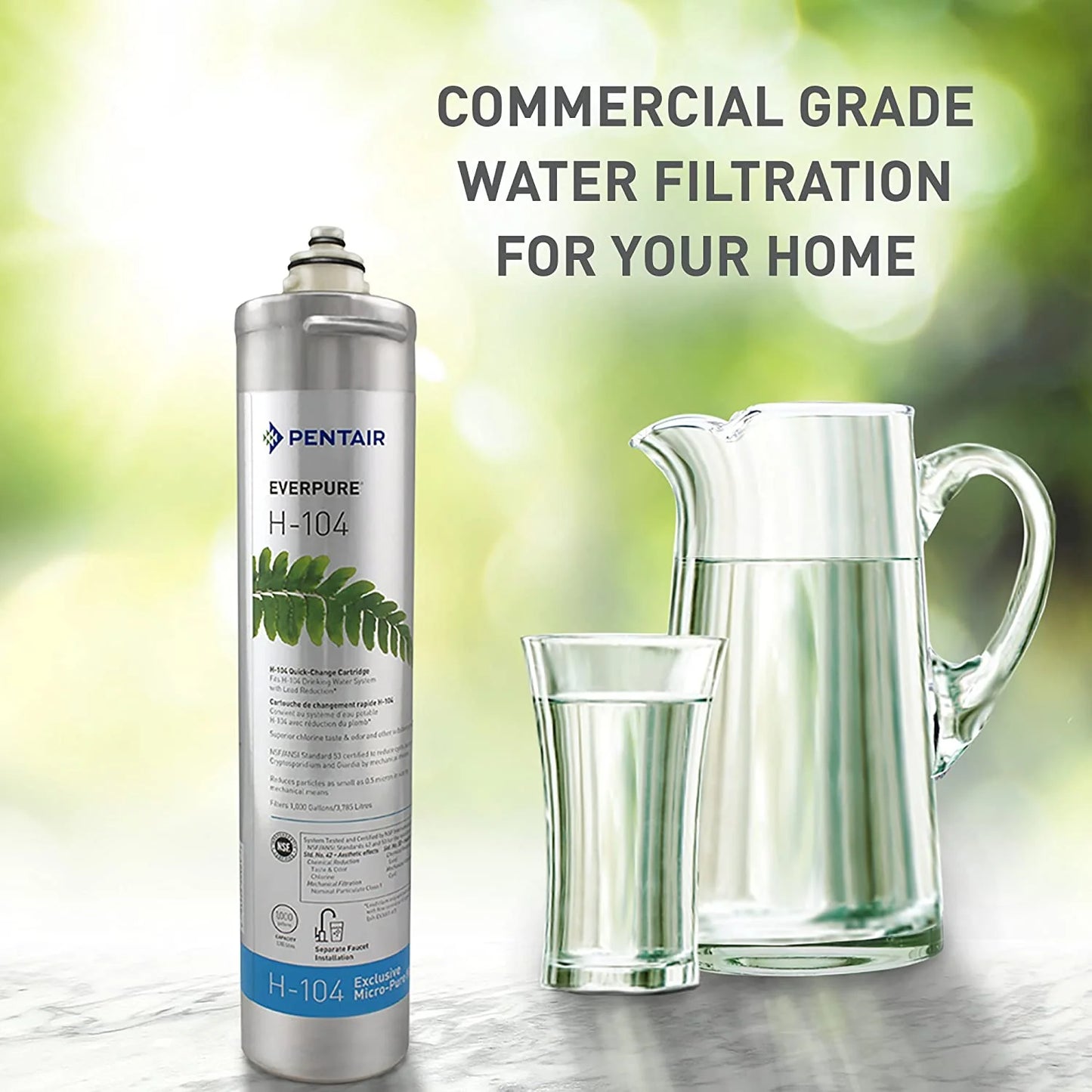 Pentair Everpure H-104 Water Filter Cartridge, EV961211, 0.5 Micron, 1000 Gallons