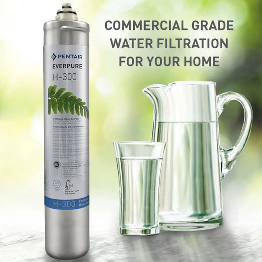 Pentair Everpure H-300 Quick-Change Water Filter Cartridge, 0.5 Micron, 300 Gallon, Lead Reduction